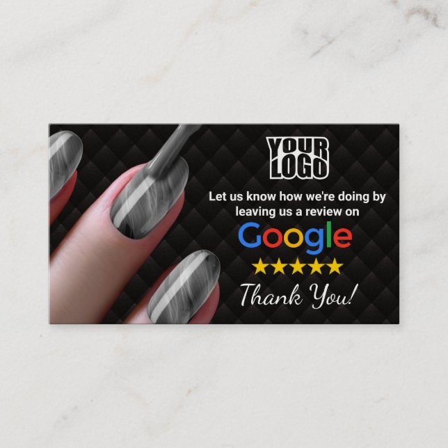 Carte De Visite Salon de ongle Google Review Card Modèle avec QR (Devant)
