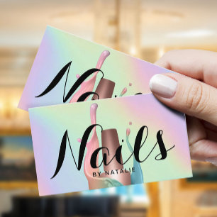 Carte De Visite Salon de ongle polonais Manicuriste Pastel Hologra