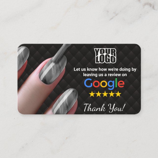 Carte De Visite Salon de ongles Google Modèle de révision avec QR (Devant)