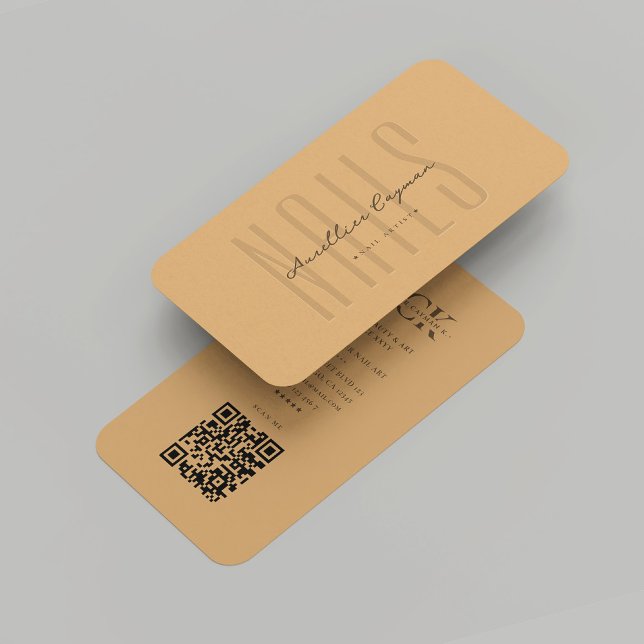 Carte De Visite Salon de ongles moderne Artiste ongle Brown Monogr (Modern Nail Artist Nail Salon Brown Sugar Monogram Business Card
)