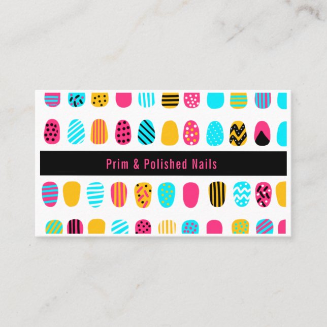 Carte De Visite Salon de ongles Turquoise rose Fille Professionnel (Devant)
