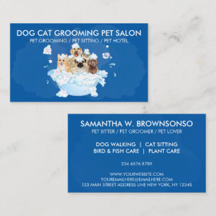 Carte De Visite Salon de toilettage écologique pour chiens Navy Na