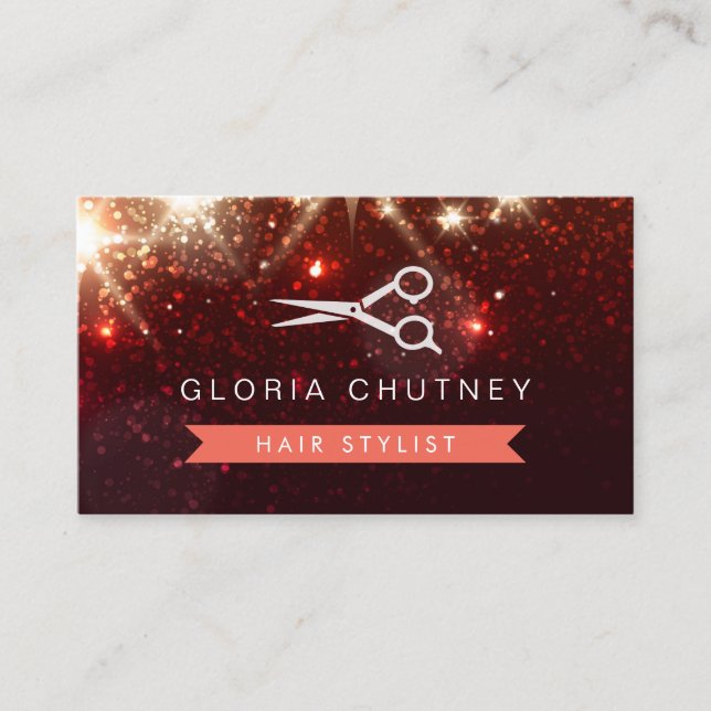 Carte De Visite Salon des cheveux coiffeur - Parties scintillant b (Devant)