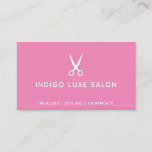 Carte De Visite Salon des cheveux coiffeuse ciseaux modernes rose 