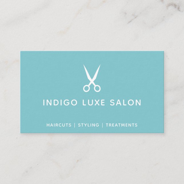 Carte De Visite Salon des cheveux Coiffeuse Ciseaux modernes Turqu (Devant)