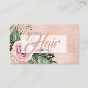 Carte De Visite Salon des cheveux Élégant Rose Rose Glitz Typograp