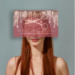 Carte De Visite Salon des cheveux Styliste Coiffeur Ciseaux Rose D