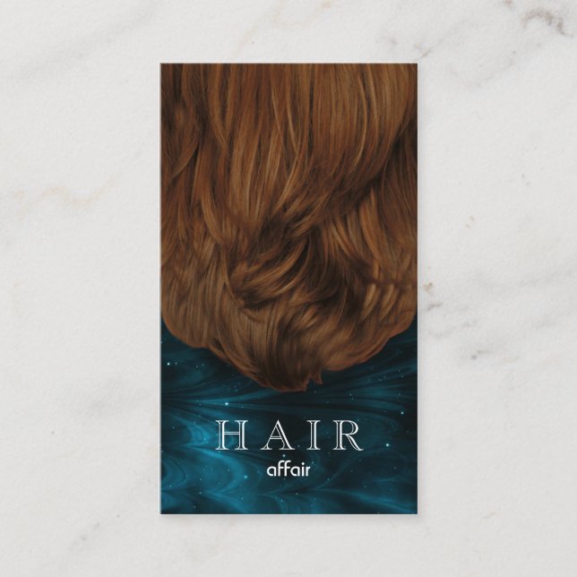 Carte De Visite Salon des cheveux Wavy Turquoise Bleu Noir (Devant)