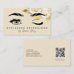 Carte De Visite Salon d'extensions de cils minimaliste Ivory Flora