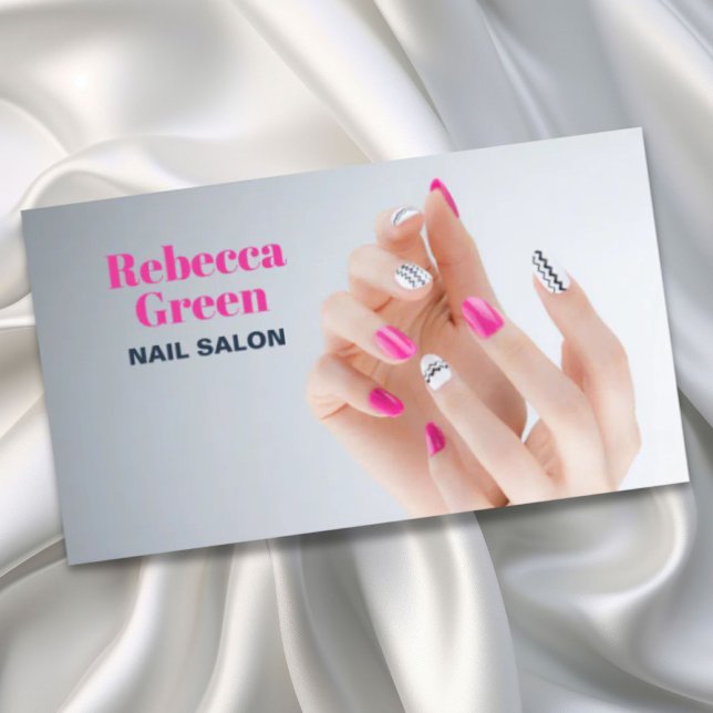 Carte De Visite Salon d'ongles de beauté moderne manicuriste (Modern beauty manicurist nail artist nail salon business card)
