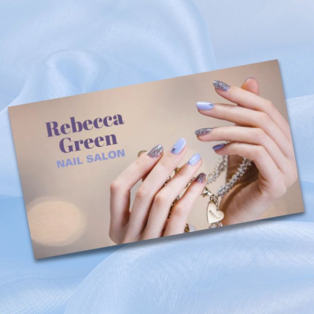 Carte De Visite Salon d'ongles de beauté moderne manicuriste (Modern beauty manicurist nail artist nail salon business card)