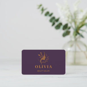 Carte De Visite Salon élégant moderne monogrammé code QR blanc Bu