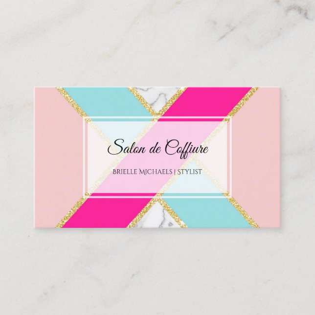 Carte De Visite Salon élégant Parties scintillant rose et bleu et  (Devant)