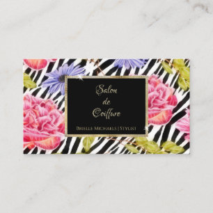 Carte De Visite Salon Fleur Zèbre Noir