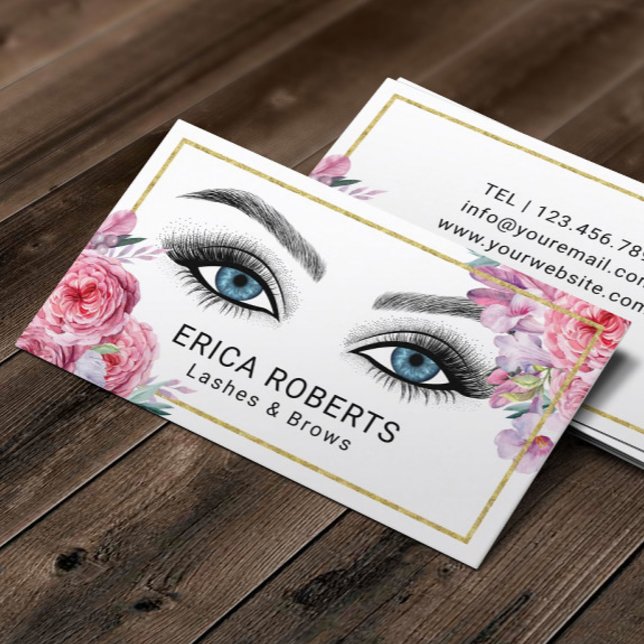 Carte De Visite Salon Floral Rose de l'artiste maquillage Lashes & (Créateur téléchargé)