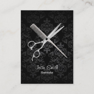 Carte De Visite Salon foncé chic de damassé de coiffeur