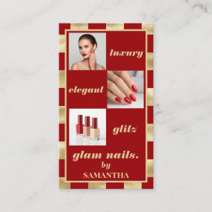 Carte De Visite Salon Glam Nail de luxe Business Photo Collage