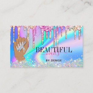Carte De Visite salon holographique ongle femme main nails technic