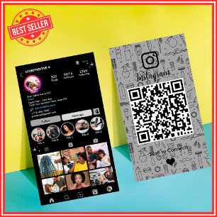 Carte De Visite Salon Instagram Grey   Social Media QR Code
