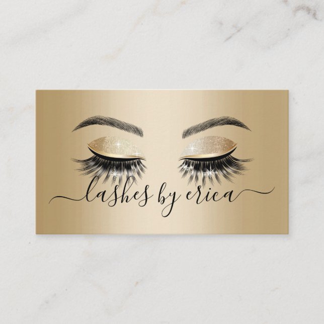 Carte De Visite Salon Lash des extensions Gold Long Eyelash (Devant)