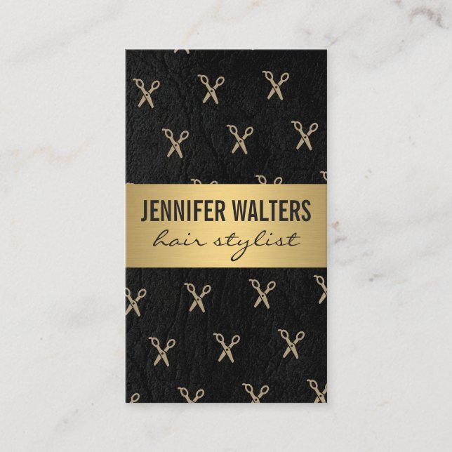 Carte De Visite Salon Métallique Or de luxe Shears (Devant)