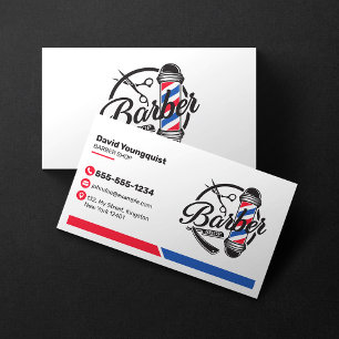 Carte De Visite Salon minimaliste blanc Barbershop Salon Coiffeur