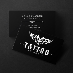Carte De Visite Salon minimaliste des artistes de tatouage blanc e