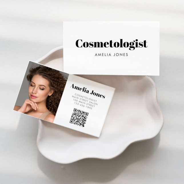 Carte De Visite Salon moderne des cheveux blancs noirs Photo (Créateur téléchargé)