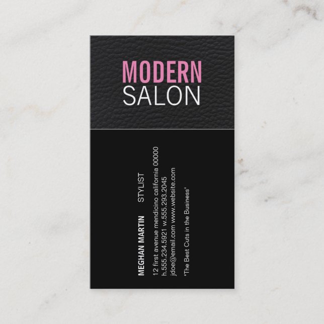 Carte De Visite Salon moderne | Stylo en cuir (Devant)