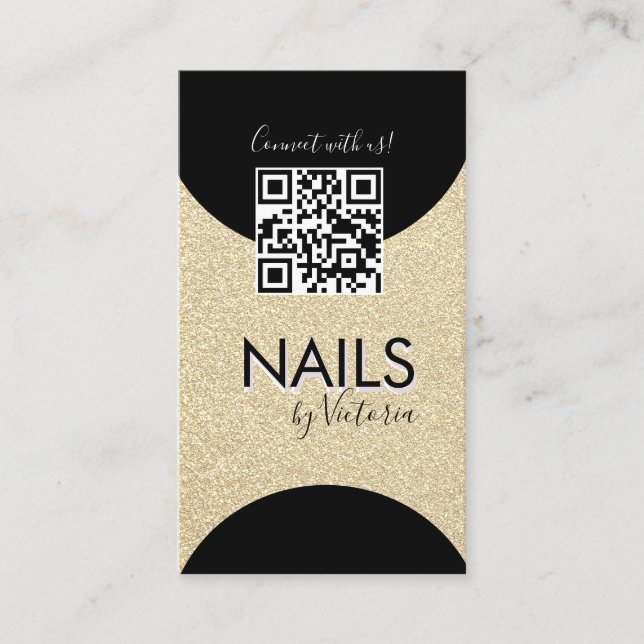 Carte De Visite Salon Nail Beauté Artiste QR Code Faux Parties sci (Devant)