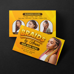 Carte De Visite Salon Orange Brown Africain Braid Braids