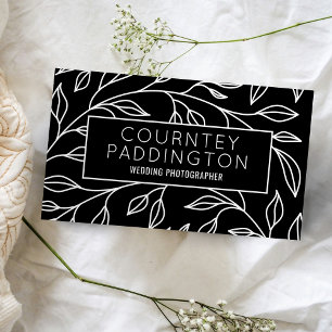 Carte De Visite Salon professionnel minimaliste noir & blanc Flora