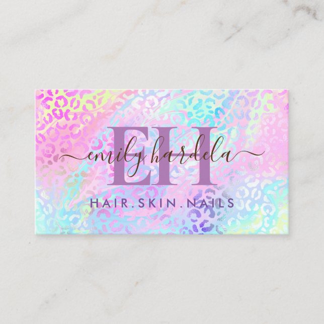 Carte De Visite Salon professionnel Rainbow Leopard Iridescente  (Devant)