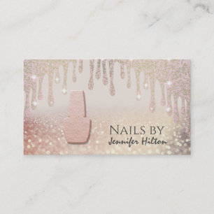 Carte De Visite Salon rose de glitterie à ongles