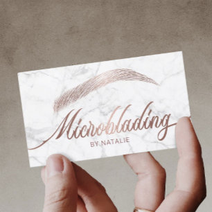 Carte De Visite Salon rose Gold Eyebrow Marbre Microblading