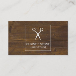 Carte De Visite Salon Shears Bois rustique Boîte blanche