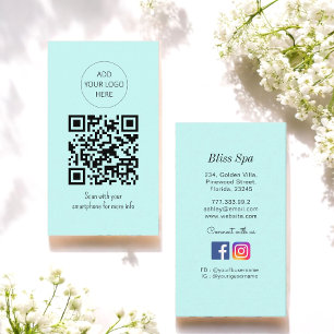 Carte De Visite Salon Spa Turquoise Green QR Code
