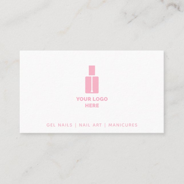 Carte De Visite Salon Technicien Nail Ajouter Votre Logo Texte Ros (Devant)