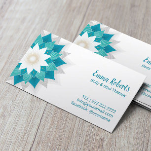Carte De Visite Salon turquoise de spa de yoga de fleur de Lotus