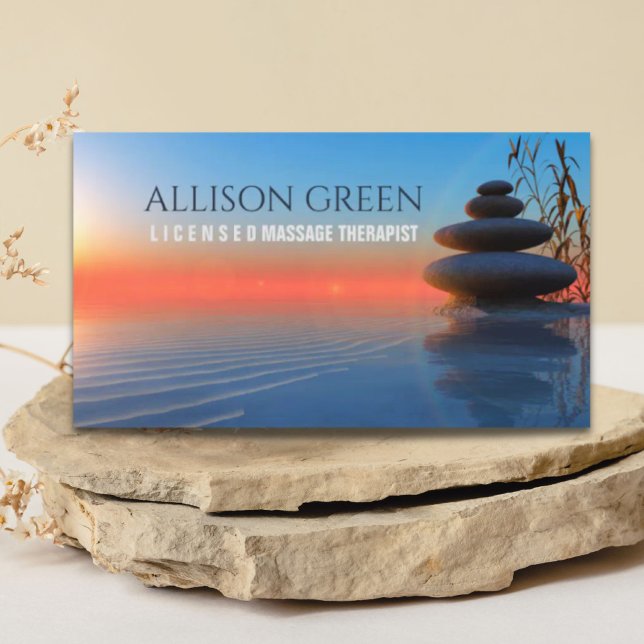 Carte De Visite Salon Zen SPA Massage Thérapie Méditation Yoga (Zen SPA Salon Massage Therapy Meditation Yoga Business Card)