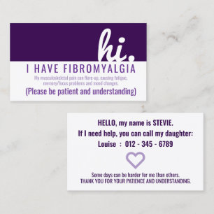 Carte De Visite salut badge de patience en fibromyalgie pvc
