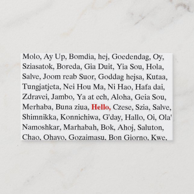 Carte De Visite salutations (Devant)