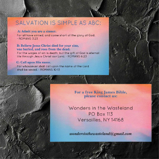 Carte De Visite Salvation ABC's Christian Evangelism Gospel KJV 