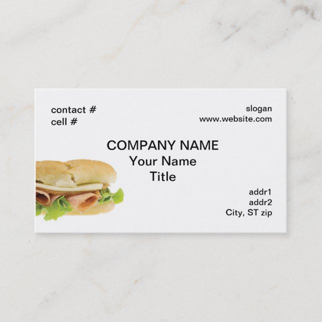 Carte De Visite sandwich à sous-marin de pauvre garçon (Devant)