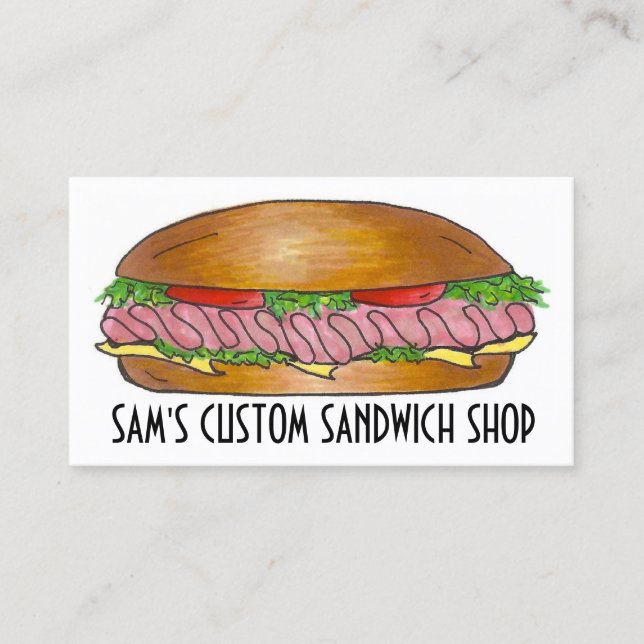 Carte De Visite Sandwich Sandwich Fromage de jambon Hoagie Food De (Devant)