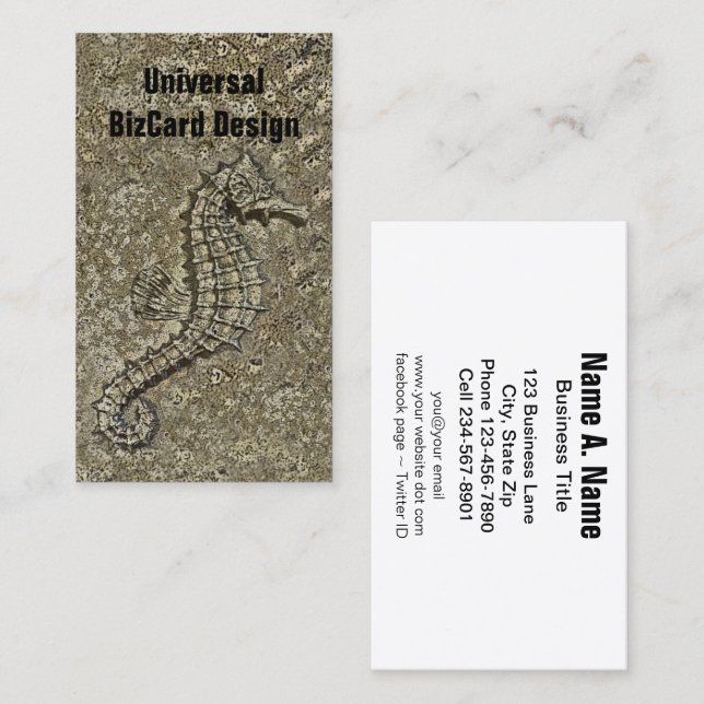 Carte De Visite Sandy Textured Seahorse Photo (Devant / Derrière)