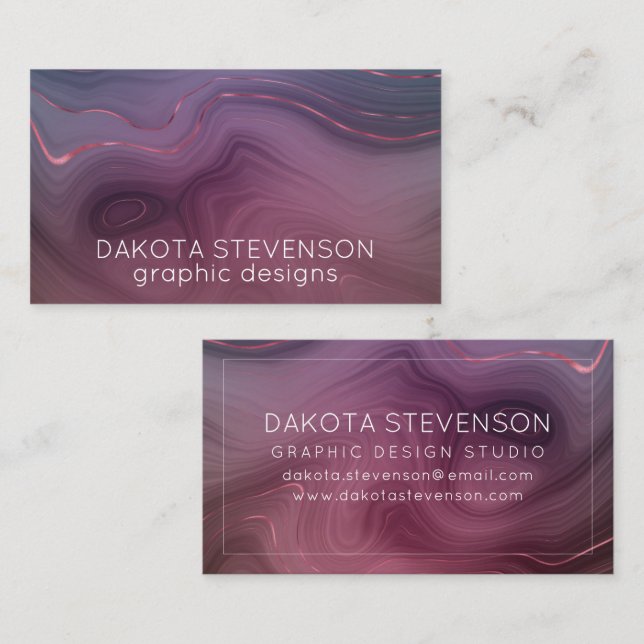 Carte De Visite Sangria Strata | Moody Pink and Purple Luxe Agate (Devant / Derrière)