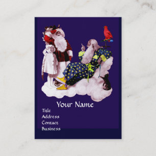 Carte De Visite SANTA CLAUS, PETITE ANGEL & MERLIN Noël Party