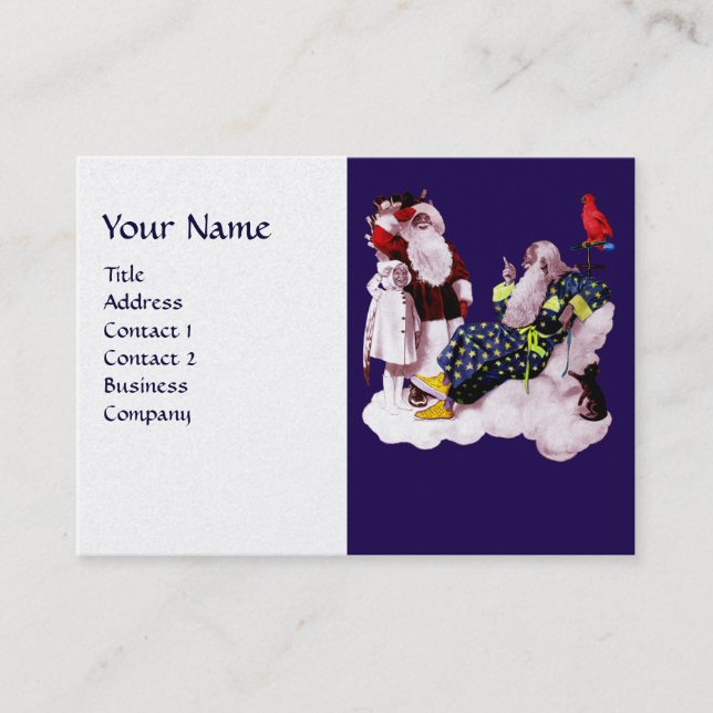 Carte De Visite SANTA CLAUS, PETITE ANGEL & MERLIN Noël Party (Devant)