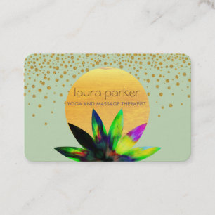 Carte De Visite Santé curative d'aquarelle de Lotus de yoga vert